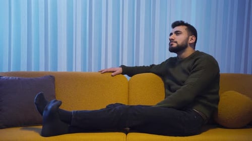 Young man with loneliness problem.