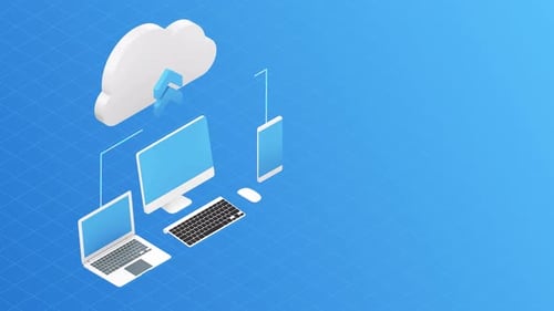 Cloud Computing Technology Connecting Devices For Digital Data Transfer