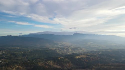 Aerial Panoramic View on Lands and Mountains on the Horizon Drone Footage of Scenic Colorful