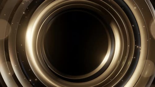 Anneaux dorés abstraits avec fond de particules scintillantes