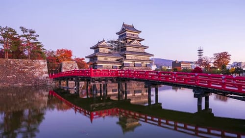 Timelapse Autumn of Matsumoto Castle in Nagano City,Japan