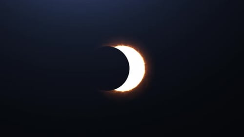 Cinematic Sun Eclipse from Space with stars in the background.