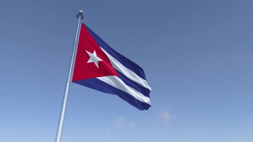 Realistic Animated Cuban Flag Waving Seamless Loop