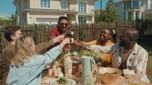 Friends Celebrate at Outdoor Backyard Gathering