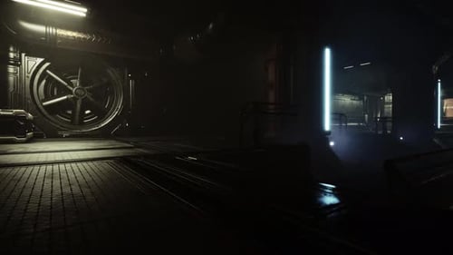 Empty Corridor with Reflective Wall