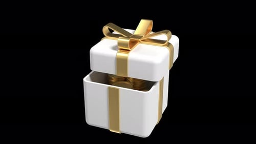 3D Gift Box Animation with Gold Coins Reveal