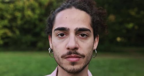 Close up of young adult with beard