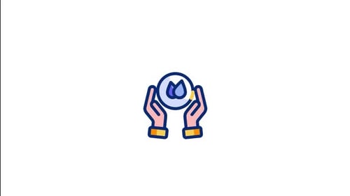 Hands Holding Water Drop Progress Bar Icon Animation