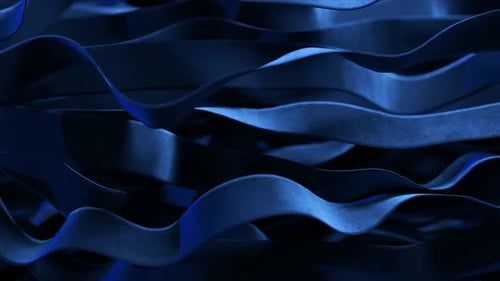 Abstract Blue Wavy Ribbons Fluid Motion Background