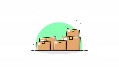 Animated Flat Design Boxes Falling and Stacking