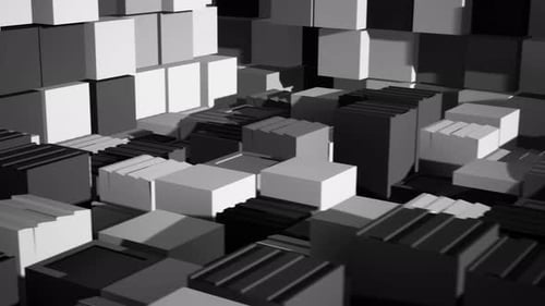 Riesige Menge zufällig liegender Schwarzweißwürfel mit 3D-Effekt