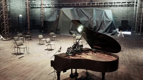Empty Concert Hall Stage with Grand Piano