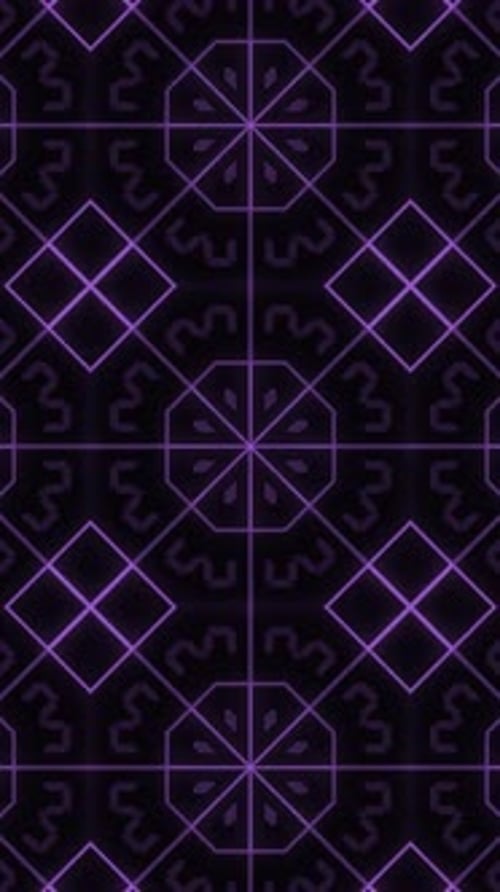 Violettes abstraktes vertikales Video-Mandala mit strahlendem Blumenmandala Vj Loop V5