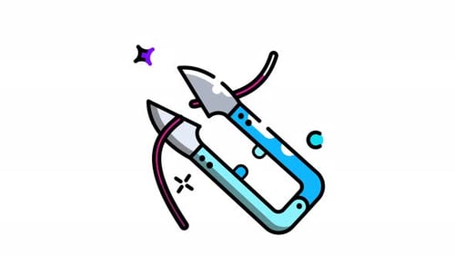 Animated Flat Design Icon of Wire Cutters and Cable