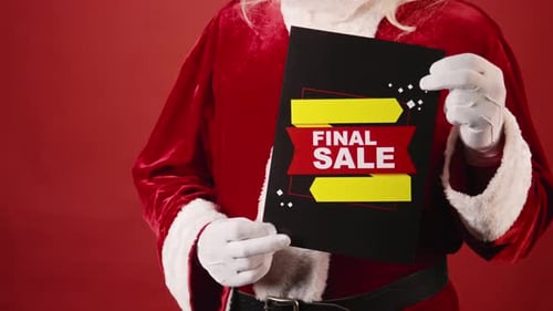 Anonymous Santa Claus Holding Final Sale Sign