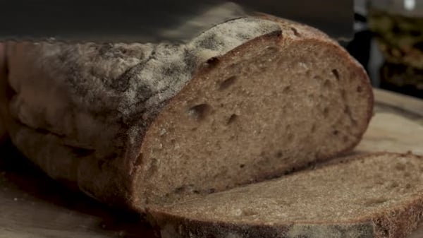 Cutting Slice of Homemade Crusty Rye Bread, Food Stock Footage ft ...