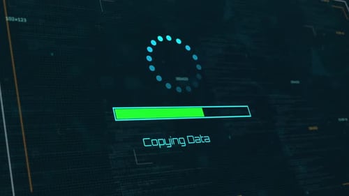 Loading Screen: Data Transfer Concept with Copying, Notification, and Completed Status HD