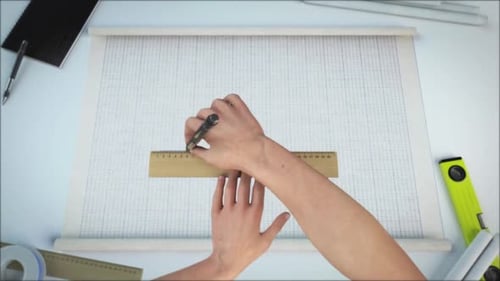 El rollo blanco con diseño se abre en el escritorio