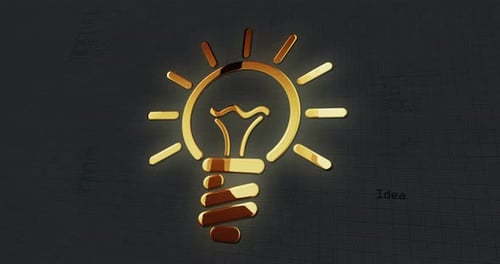 Bulb concept contour 3d symbol on project scheme