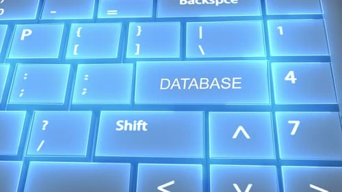 Futuristic Computer Keyboard Database Text on Key