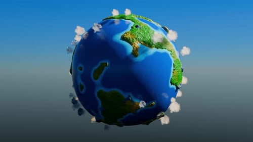 Animated Earth Globe Rotating with Clouds