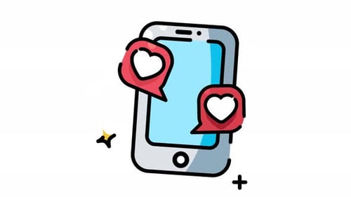 Animated Smartphone with Social Media Like Hearts