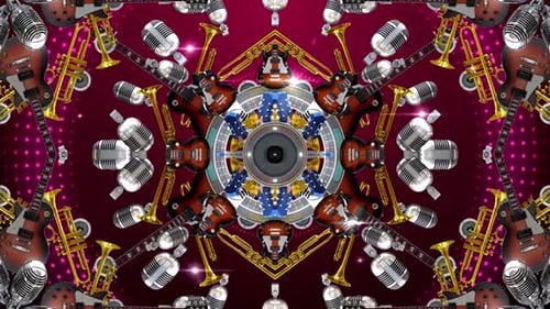 Animated Musical Instruments Kaleidoscope Looping Background