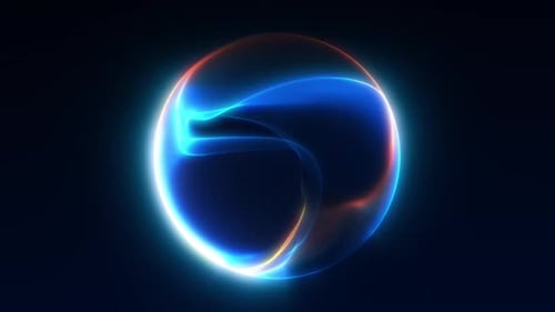Glowing abstract blue and orange sphere with smooth liquid gradient flow