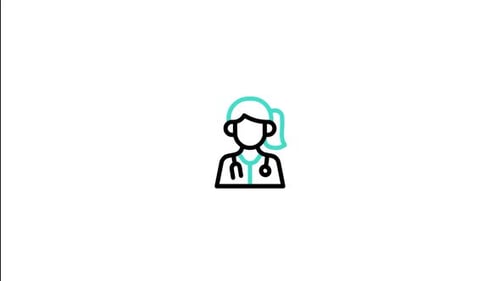 Flat Design Doctor Icon Line Art Reveal Animation