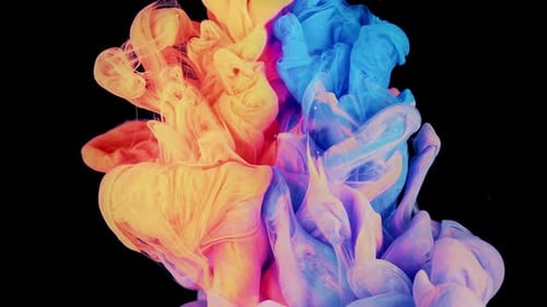 Submerged Ink Dance Mesmerizing Swirling Motions of Colorful Paint Drops Underwater