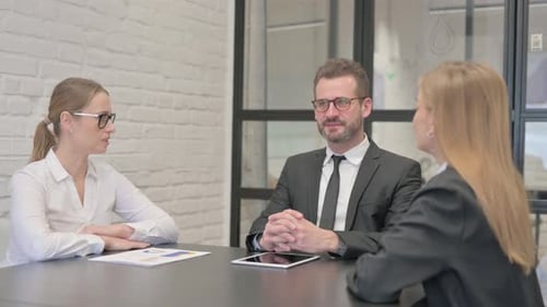 Business Meeting with Two Women and One Man