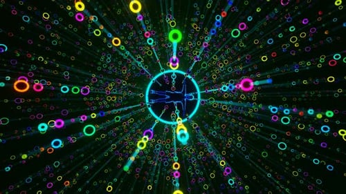 Neonstrahlen kreisen von der VJ Loop Neonkugel
