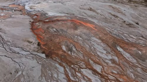 Hydrothermal Area of Great Fountain Geyser in Yellowstone National Park in Wyoming USA