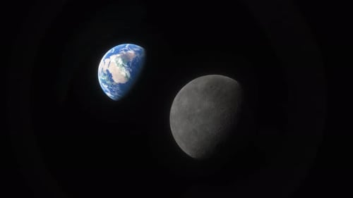 Lunar Program the Spacecraft Flies Over the Surface of the Moon