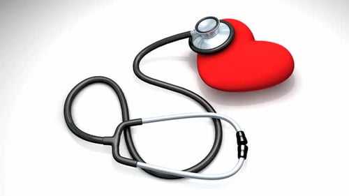 Medical Stethoscope on Pulsing Red Heart Animation
