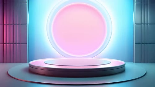 Futuristic 3D Stage with Glowing Podium and Neon Light Animation