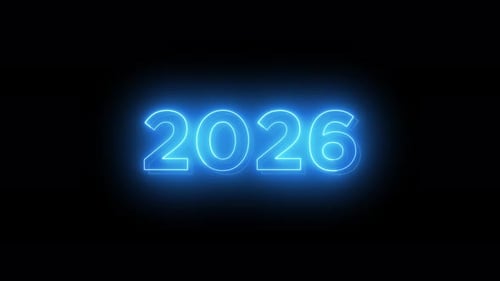 Blue Neon Glowing 2026 Year Number Title Reveal