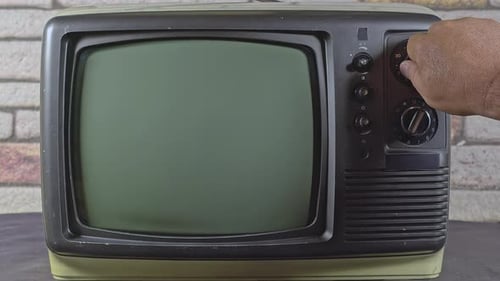 Old Technology Color Manual Tv Channel Search And Noise