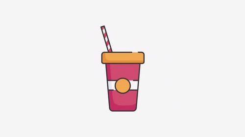 Bouncing Flat Design Soda Cup Icon Animation