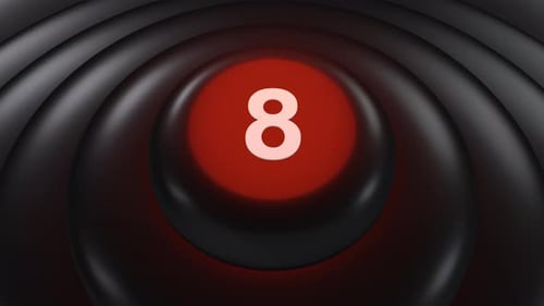 3D rotierende schwarze Kreise mit herunterfallenden Countdown-10-Sekunden-Zahlen