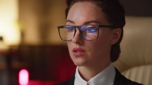 Close Up of Businesswoman Working at Computer