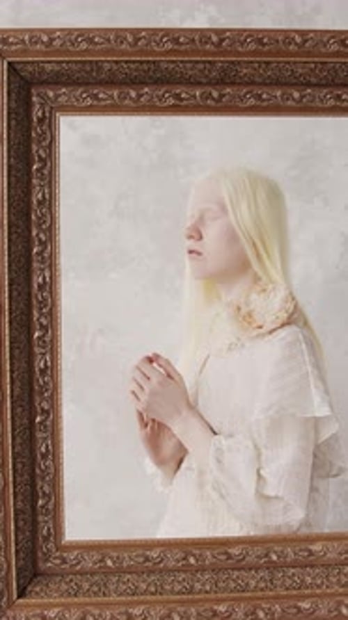 Woman With Blond Hair in Picture Frame