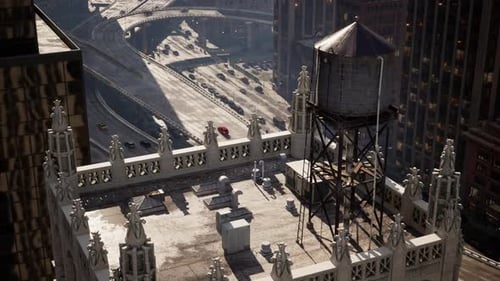 Vista aérea de los techos de los edificios del centro de Nueva York