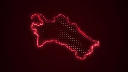 Neon Glowing Digital Map Outline Animation