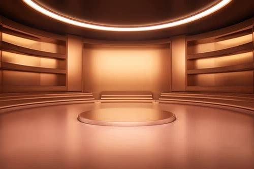 podium Futuristic showcase with platform for product displaying. Empty modern stage display