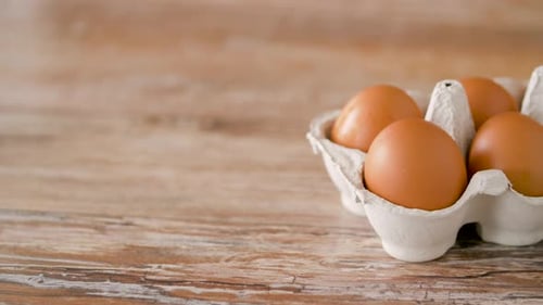 Food, Culinary and Cooking Concept - Close Up of Natural Chicken Eggs