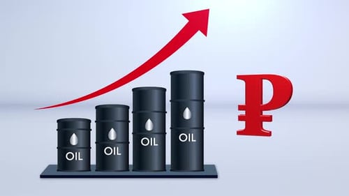 Preços do petróleo crescendo com o símbolo V2 do rublo
