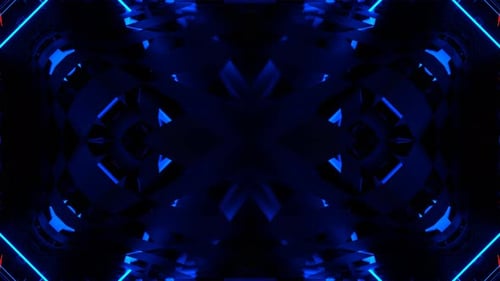 Deep Blue And Orange Infinite Kaleidoscopic Neon Abstraction Background Vj Loop In 4K