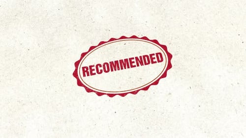 Animated Recommended Rubber Stamp Impression on Textured Paper