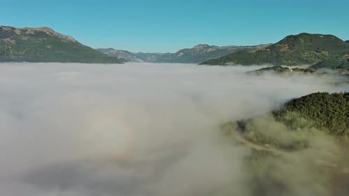 Aerial Foggy Mountain Landscape